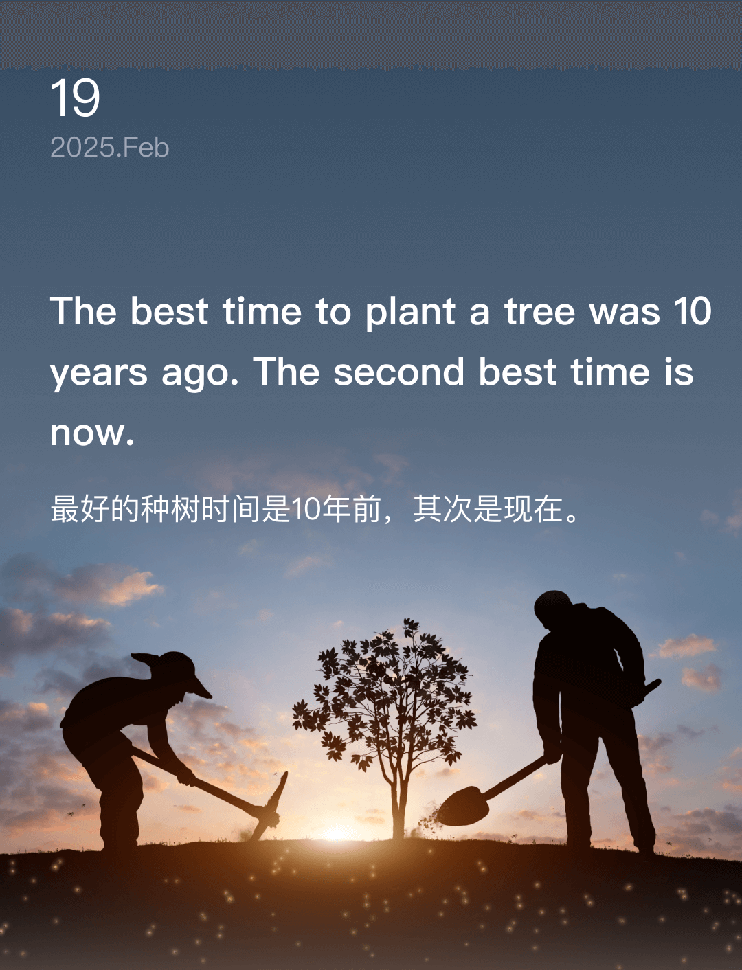 最好的种树时间是10年前，其次是现在。