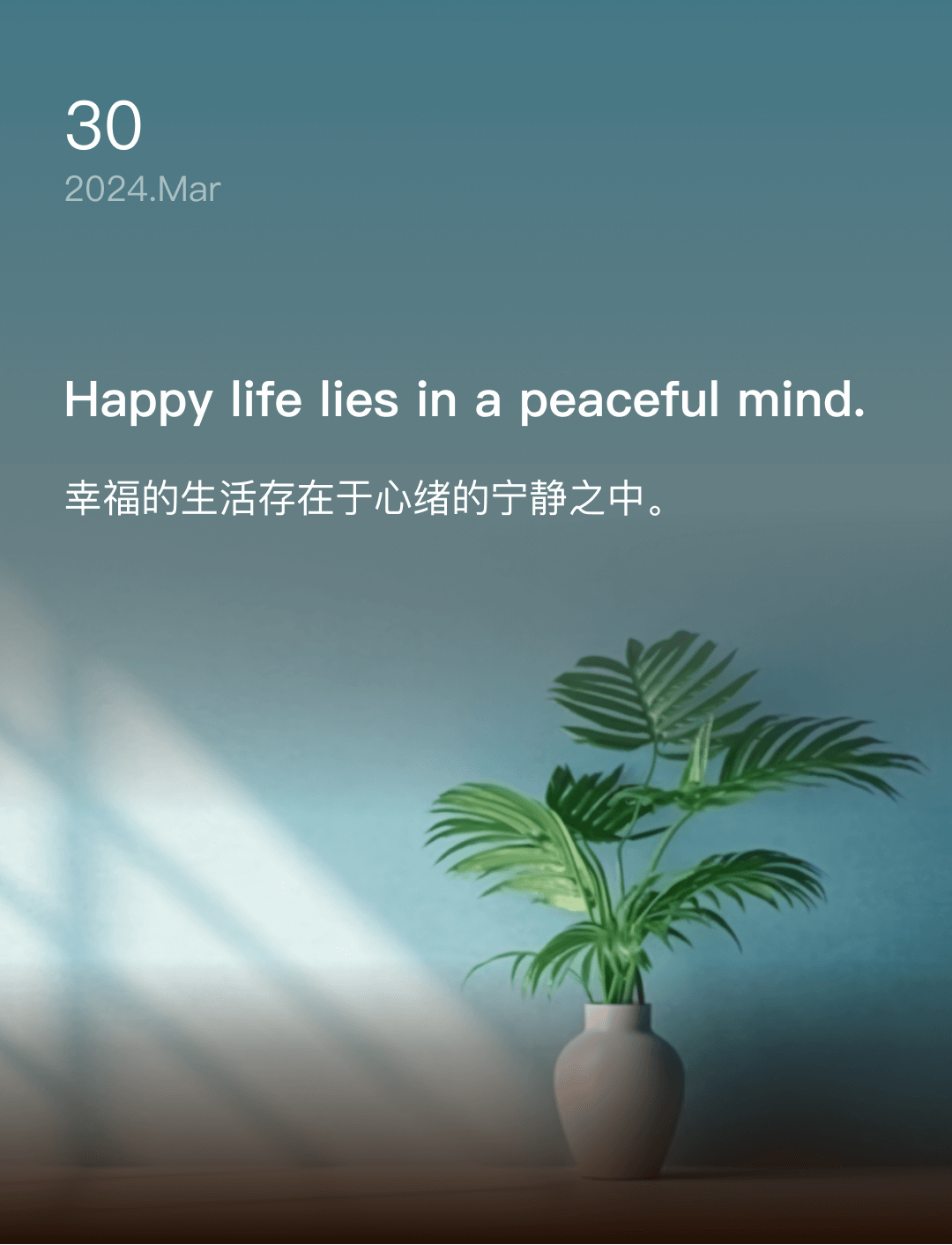 幸福的生活存在于心绪的宁静之中。